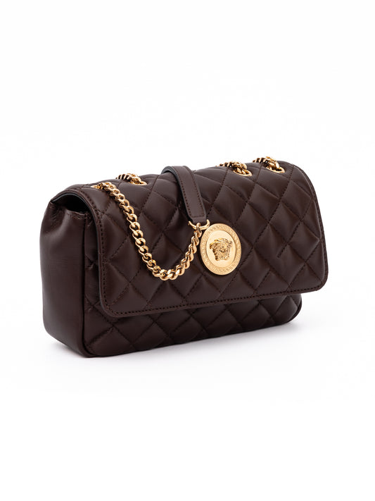 Brown Quilted Leather Shoulder Strap Bag