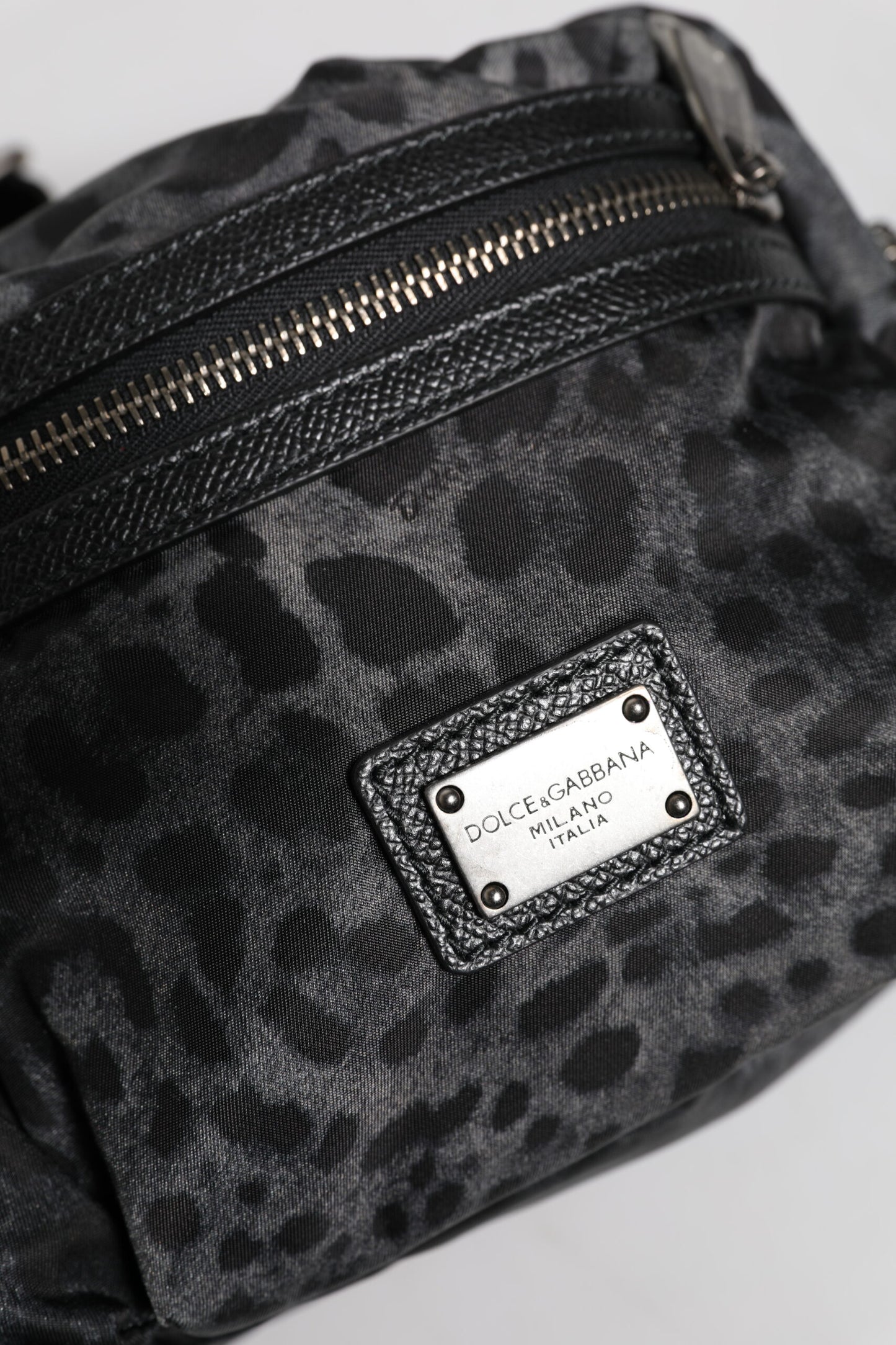Black Gray Leopard DG Logo Belt Waist Fanny Pack Bag